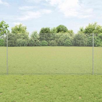 Zaun mit Pfosten Silber 1,2 x 10 m Stahl