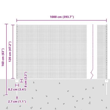 Zaun mit Pfosten Silber 1,2 x 10 m Stahl