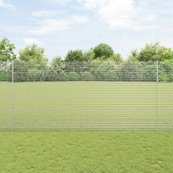 Zaun mit Pfosten Silber 1,5 x 10 m Stahl