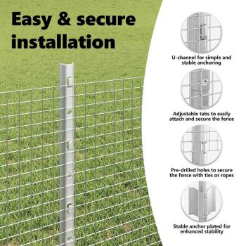 Zaun mit Pfosten Silber 0,6 x 25 m Stahl