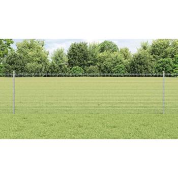 Zaun mit Pfosten Silber 0,6 x 25 m Stahl
