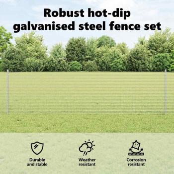 Zaun mit Pfosten Silber 0,6 x 25 m Stahl