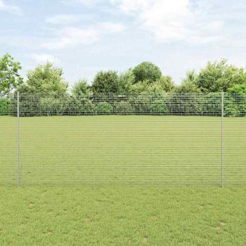 ARDEBO.de - Zaun mit Pfosten Silber 1,4 x 25 m Stahl