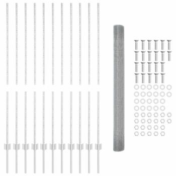 Zaun mit Pfosten Silber 1,4 x 25 m Stahl