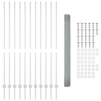 Zaun mit Pfosten Silber 1.6 x 25 m Stahl