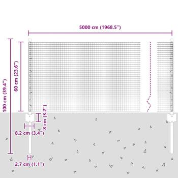 Zaun mit Pfosten Silber 0,6 x 50 m Stahl
