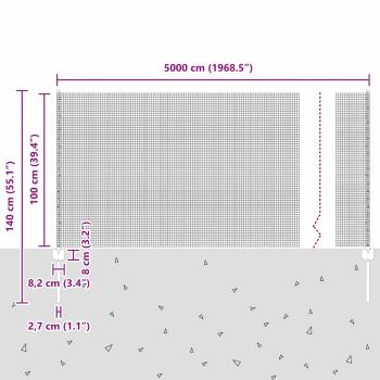 Zaun mit Pfosten Silber 1 x 50 m Stahl
