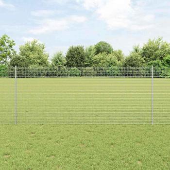 ARDEBO.de - Zaun mit Pfosten Silber 1 x 50 m Stahl