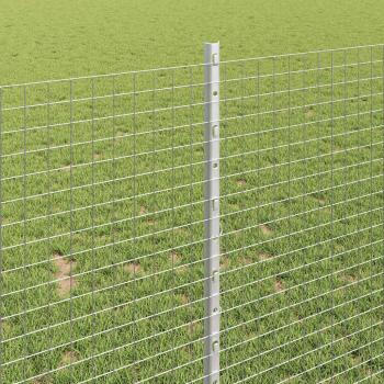 Zaun mit Pfosten Silber 1 x 50 m Stahl