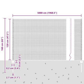 Zaun mit Pfosten Silber 1,2 x 50 m Stahl