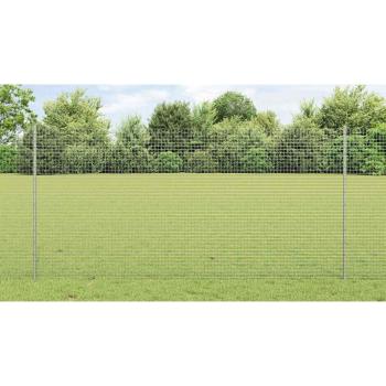 Zaun mit Pfosten Silber 1,2 x 50 m Stahl