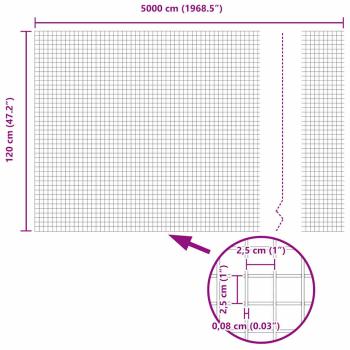 Zaun mit Pfosten Silber 1,2 x 50 m Stahl