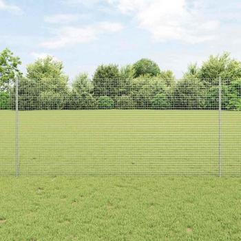 Zaun mit Pfosten Silber 1,2 x 50 m Stahl