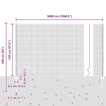 Zaun mit Pfosten Silber 1,2 x 50 m Stahl