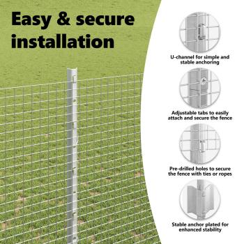 Zaun mit Pfosten Silber 1,5 x 50 m Stahl