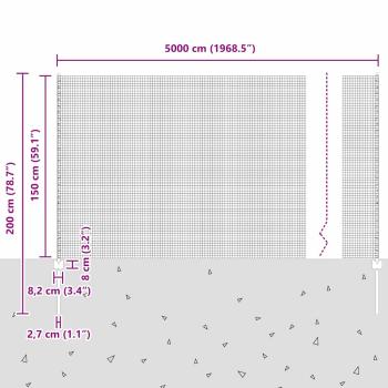 Zaun mit Pfosten Silber 1,5 x 50 m Stahl