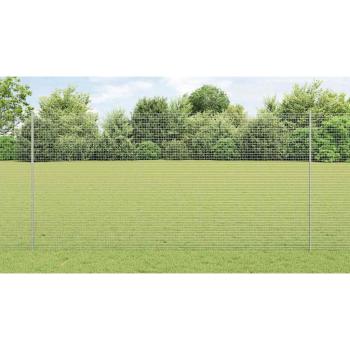 Zaun mit Pfosten Silber 1,5 x 50 m Stahl