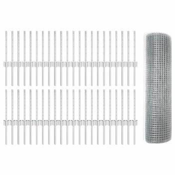 Zaun mit Pfosten Silber 0,4 x 100 m Stahl