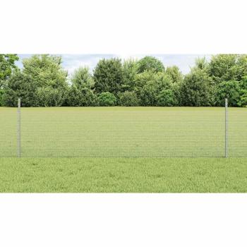 Zaun mit Pfosten Silber 0,5 x 100 m Stahl
