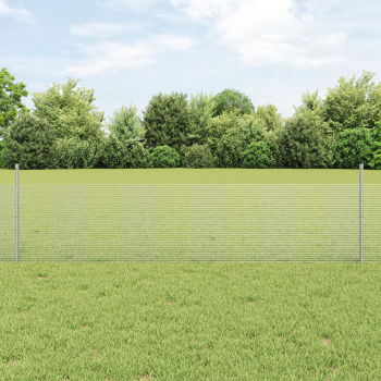 Zaun mit Pfosten Silber 0,5 x 100 m Stahl