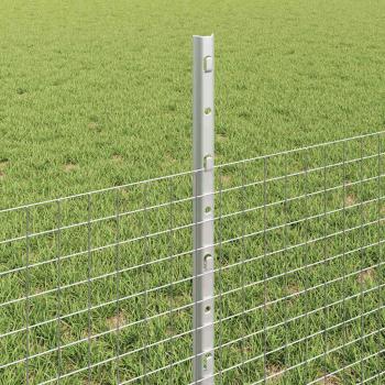 Zaun mit Pfosten Silber 0,5 x 100 m Stahl