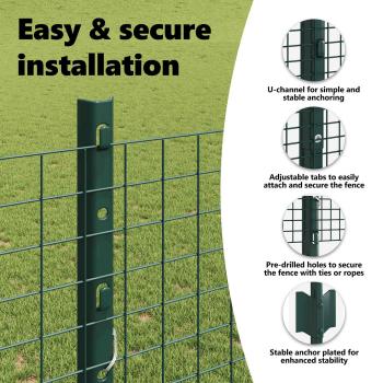 Zaun mit Pfosten Grün 1,2 x 10 m Stahl und PVC