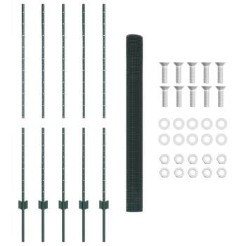 Zaun mit Pfosten Grün 1,4 x 10 m Stahl und PVC