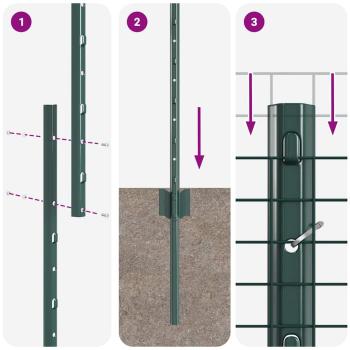 Zaun mit Pfosten Grün 1.6 x 25 m Stahl und PVC