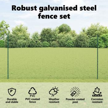Zaun mit Pfosten Grün 1.6 x 25 m Stahl und PVC
