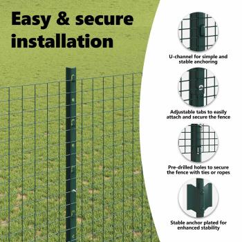 Zaun mit Pfosten Grün 1.6 x 25 m Stahl und PVC