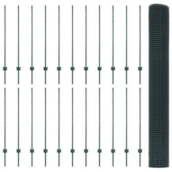 Zaun mit Pfosten Grün 1,2 x 50 m Stahl und PVC