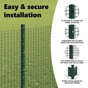 Zaun mit Pfosten Grün 1,4 x 50 m Stahl und PVC