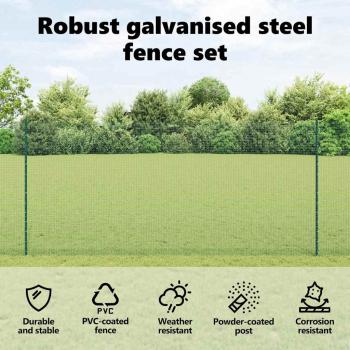 Zaun mit Pfosten Grün 1,4 x 50 m Stahl und PVC