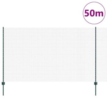 Geschweißter Drahtzaun mit Pfosten 50 x 1,4 m Grün Netz