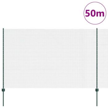 Geschweißter Drahtzaun mit Pfosten 50 x 1,5 m Grün Netz