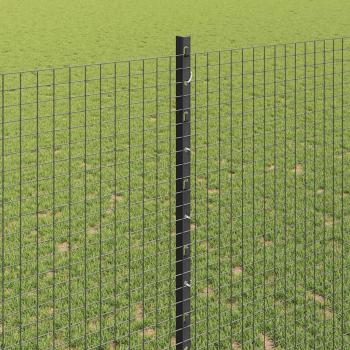 Geschweißter Drahtzaun mit Pfosten 10 x 1,4 m Grau Netz
