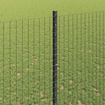 Geschweißter Drahtzaun mit Pfosten 10 x 1,4 m Grau Netz