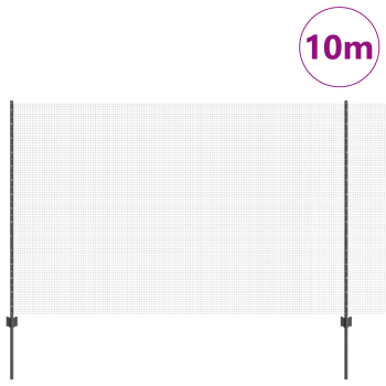 Zaun mit Pfosten Grau 1,5 x 10 m Stahl und PVC