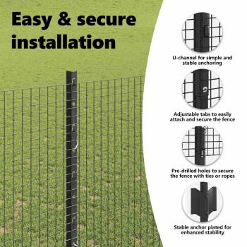 Zaun mit Pfosten Grau 1,5 x 10 m Stahl und PVC