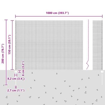 Zaun mit Pfosten Grau 1,5 x 10 m Stahl und PVC