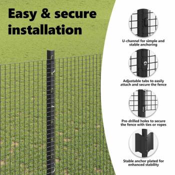 Zaun mit Pfosten Grau 1,6 x 10 m Stahl und PVC