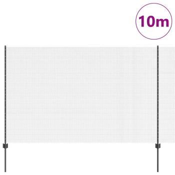 Zaun mit Pfosten Grau 1,6 x 10 m Stahl und PVC