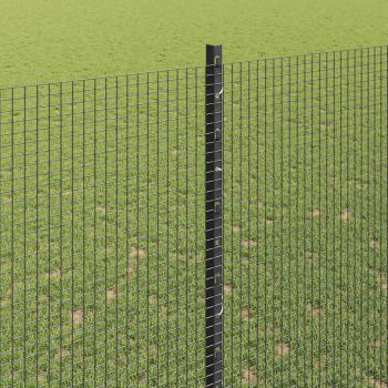 Zaun mit Pfosten Grau 1,6 x 10 m Stahl und PVC