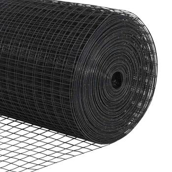 Zaun mit Pfosten Grau 1,6 x 10 m Stahl und PVC