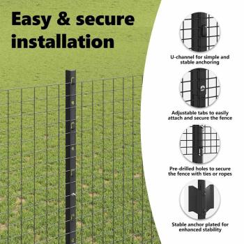Zaun mit Pfosten Grau 1,6 x 10 m Stahl und PVC