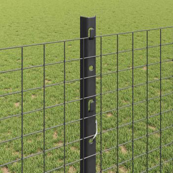 Zaun mit Pfosten Grau 1,2 x 25 m Stahl und PVC