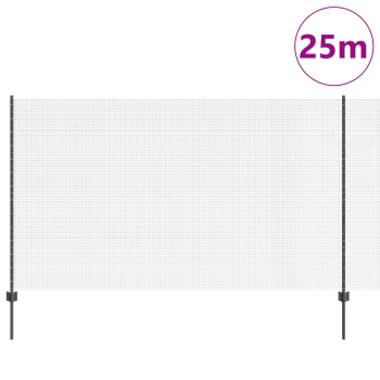 Zaun mit Pfosten Grau 1,4 x 25 m Stahl und PVC