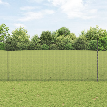 Zaun mit Pfosten Grau 1,4 x 25 m Stahl und PVC