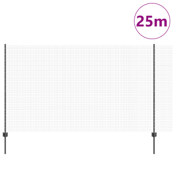 Geschweißter Drahtzaun mit Pfosten 25 x 1,4 m Grau Netz