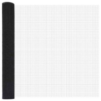Zaun mit Pfosten Grau 1 x 50 m Stahl und PVC